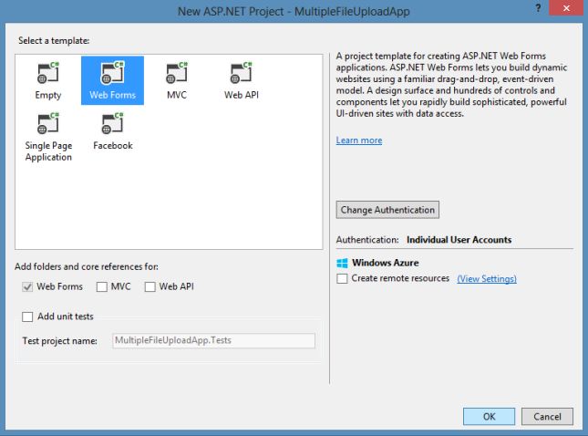 WebForms Project Template in VS 2013